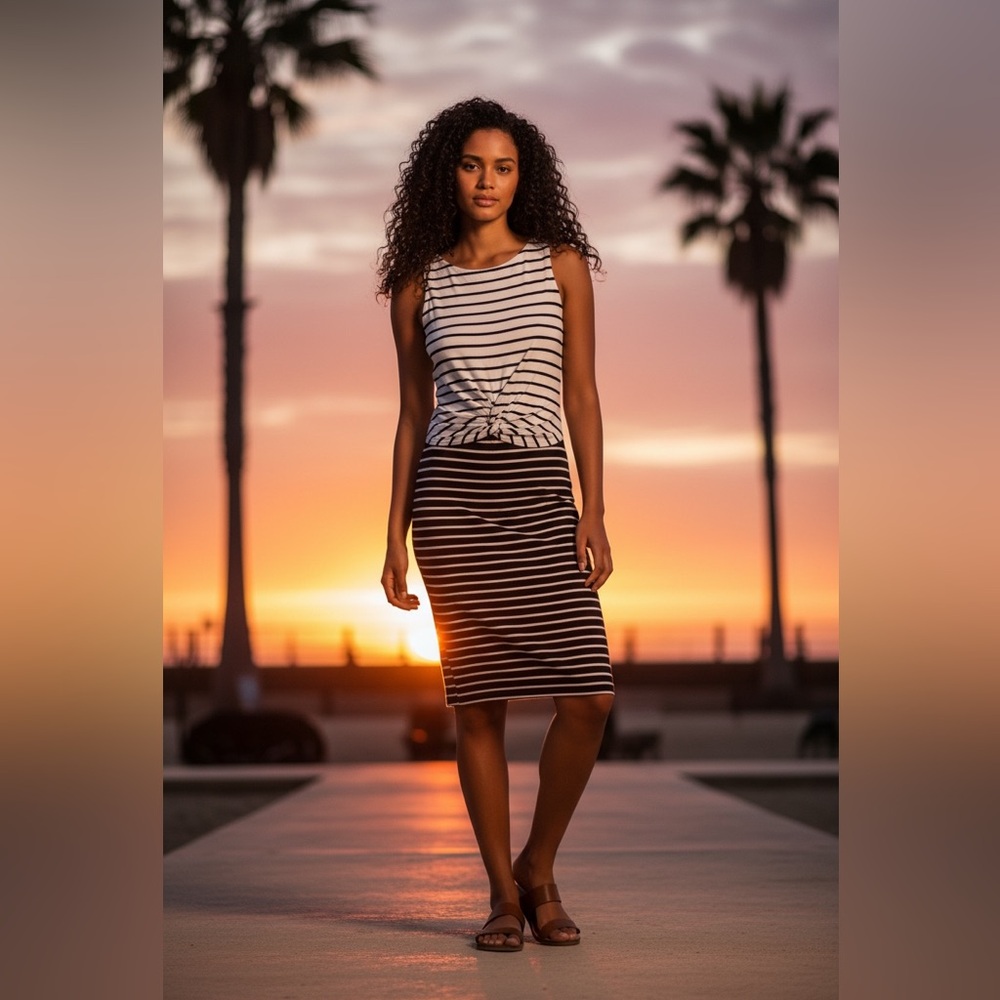 Anthropologie Bailey 44 Rabbit Hole Sheath Bodycon‎ Dress Twist-Front Striped